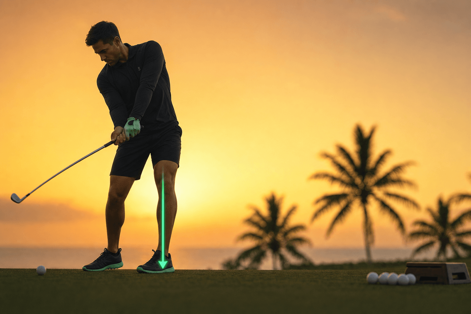 The Re-Center Step — lead foot steps forward before the backswing apex